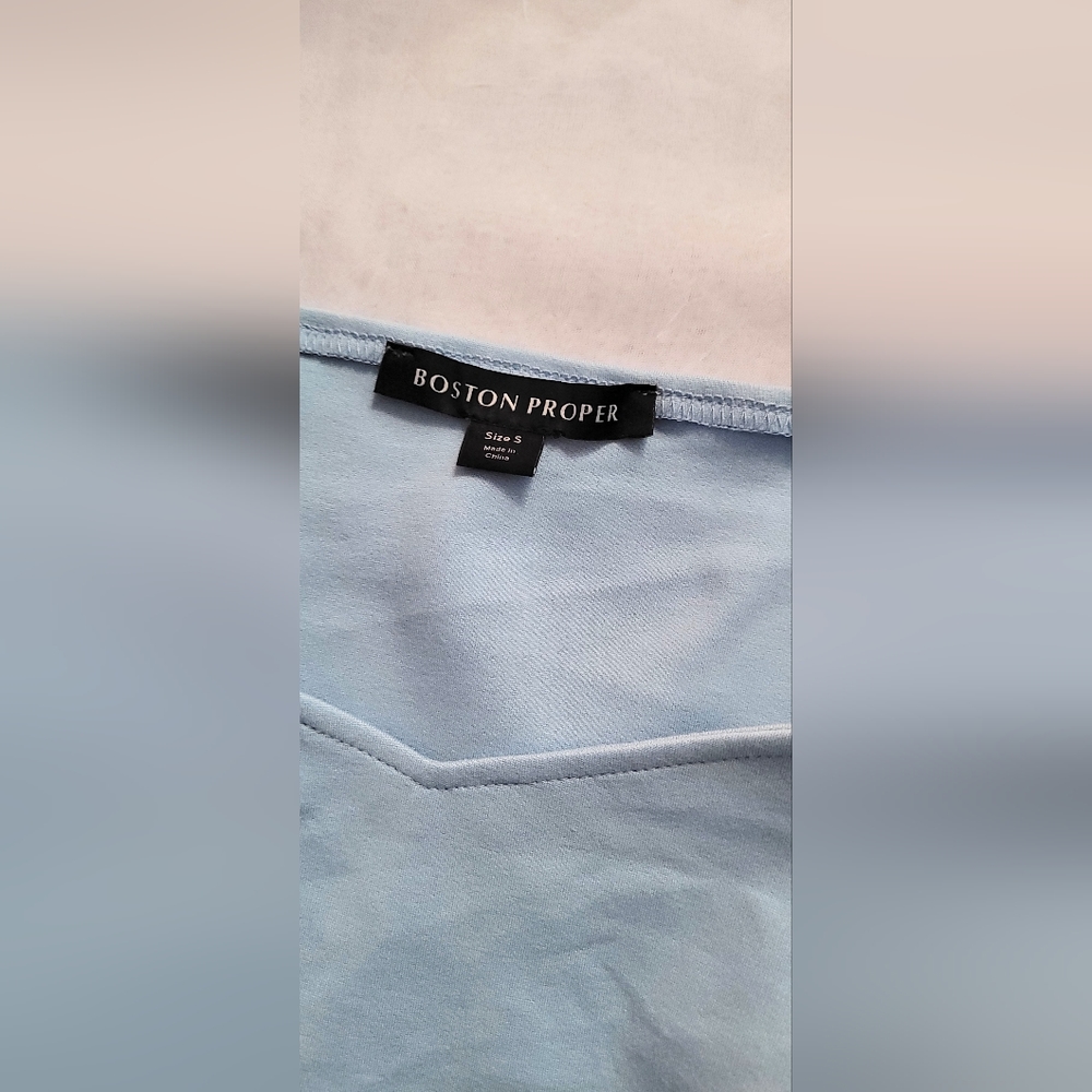 NWOT! Boston Proper Women's Sky Blue Spring Puff Sleeve Resort Crop Top Small - Picture 4 of 16